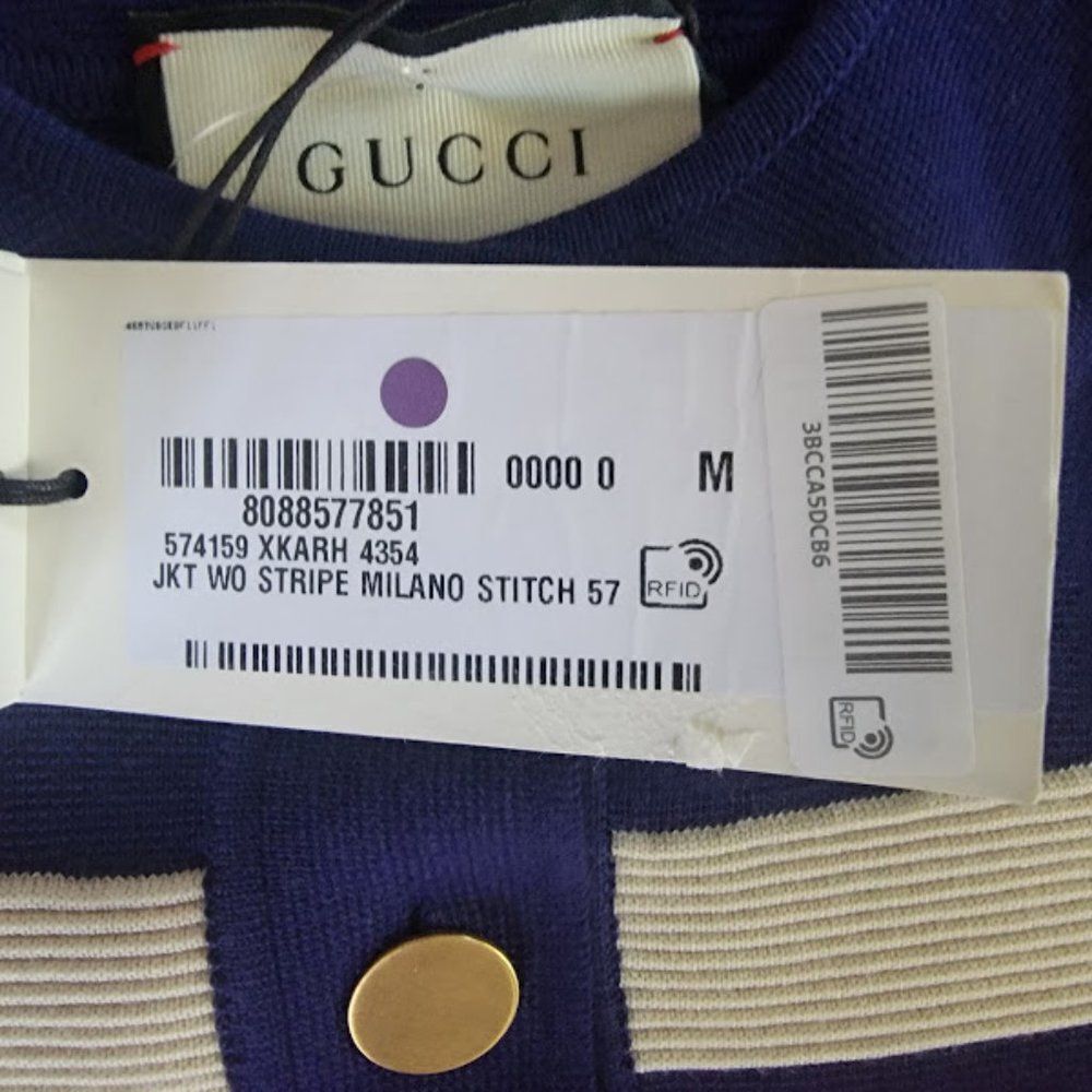 Gucci Women Silvie Striped Wool Cardigan Size Medium - Picture 12 of 16